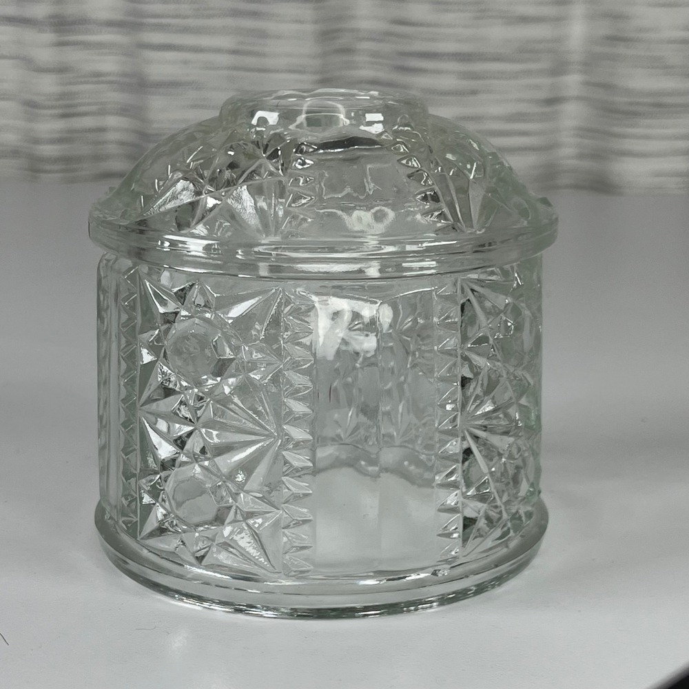 Vintage Clear Pressed Glass Fairy Lamp Shade Only Starburst Diamond 4 Inch - Picture 2 of 10